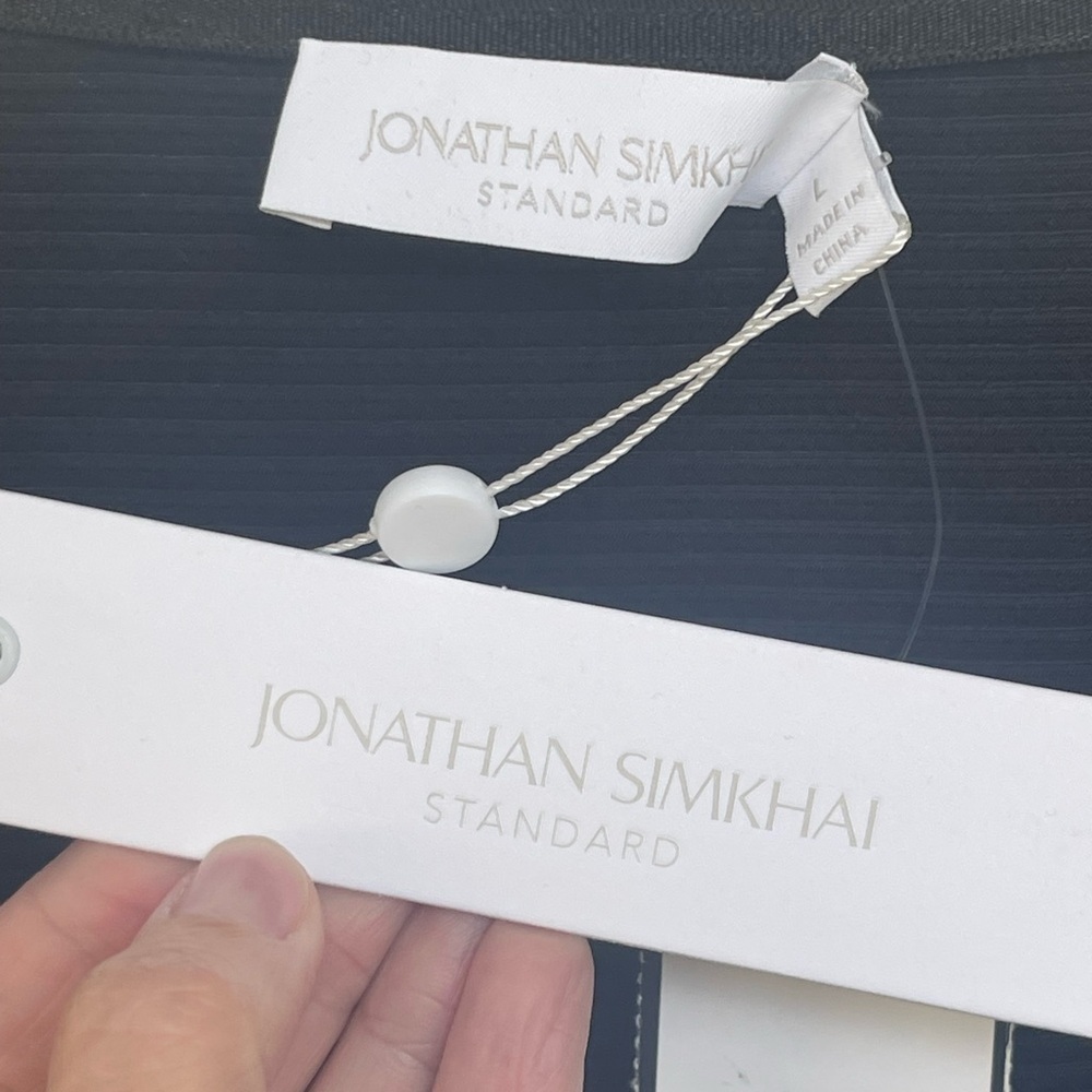 NEW Jonathan Simkhai {$225} Women's Black Ribbed Bustier Long-Sleeve Crop Top Lg - Picture 6 of 11